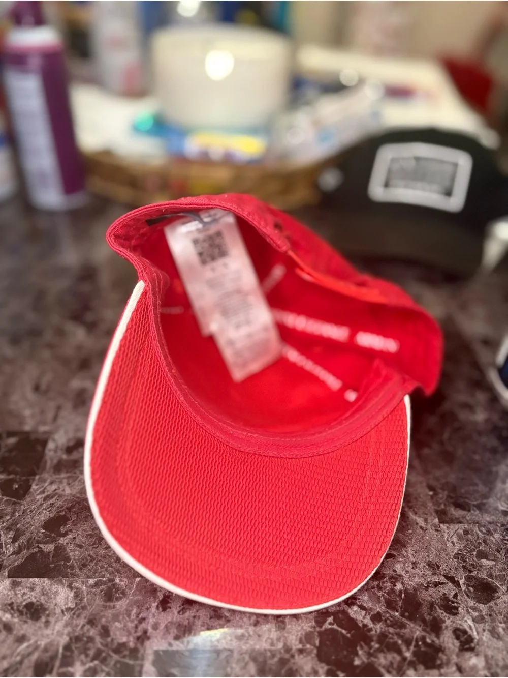 Armani Exchange Kids Red Embroidered Logo Cap